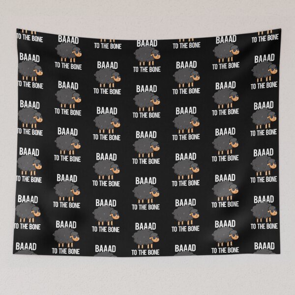 Item preview, Baaaad To The Bone Funny Black Sheep Puns  (Dark BG) designed and sold by punnybone.