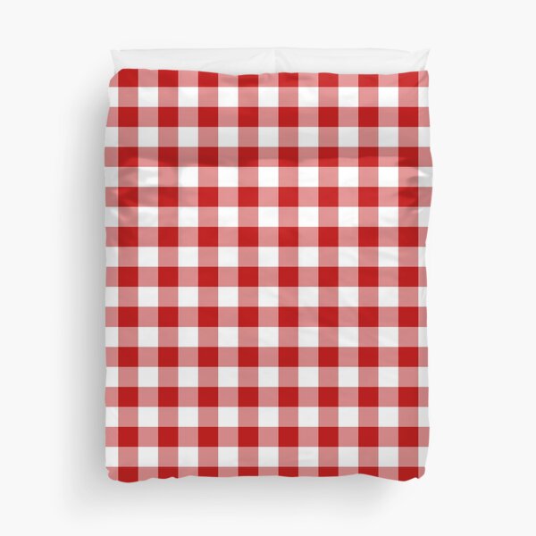 Classic Red and White Gingham Checked Pattern Duvet Cover