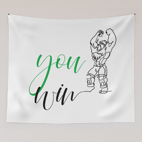 Item preview, One continuous line art monster fighter win pose victory you win, success, conquest designed and sold by scribblelife.