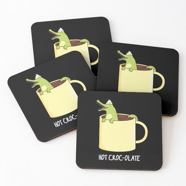 Item preview, Hot Croc-colate Funny Crocodile Puns (Dark BG) designed and sold by punnybone.