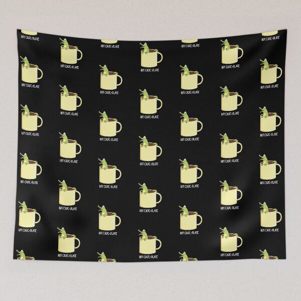 Item preview, Hot Croc-colate Funny Crocodile Puns (Dark BG) designed and sold by punnybone.