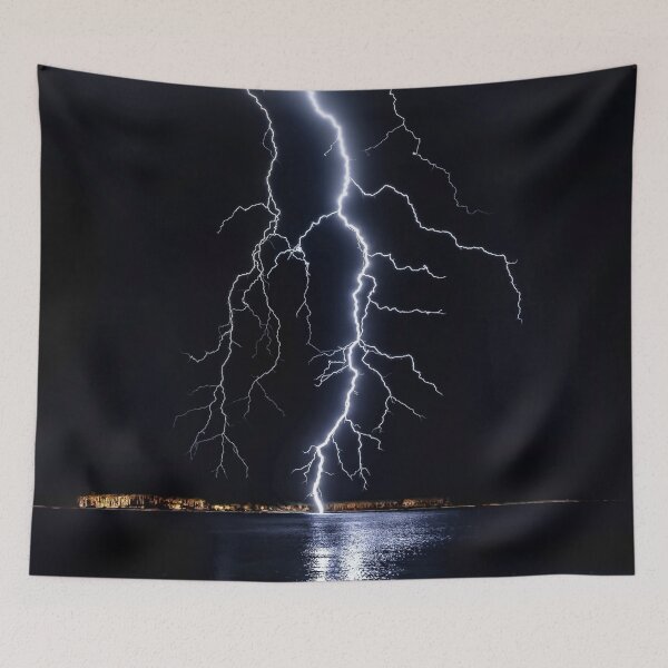 Item preview, WATERSCAPES #16 - Massive Lightning Strike on Ocean at Night designed and sold by DEL-Productions.