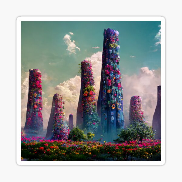 Redreaming Whimsy Flower Garden Towers Sticker