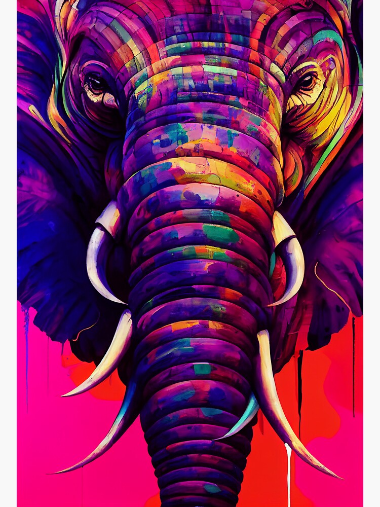 "Concept colorful elephant face Acrylic portrait" Sticker for Sale by