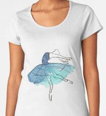 Camiseta premium para mujer figura de bailarina, acuarela