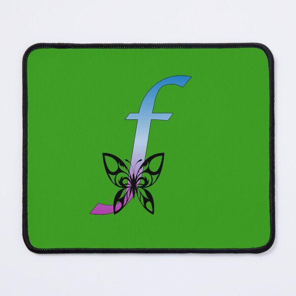 Item preview, Butterfly Silhouette on Monogram Lower Case f Gradient Blue Purple designed and sold by AliCatOriginals.