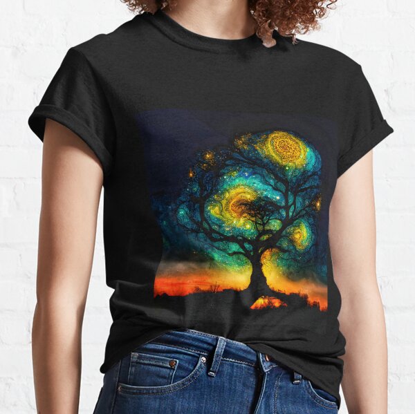 Kosmischer Lebensbaum im Stil von Van Gogh Classic T-Shirt