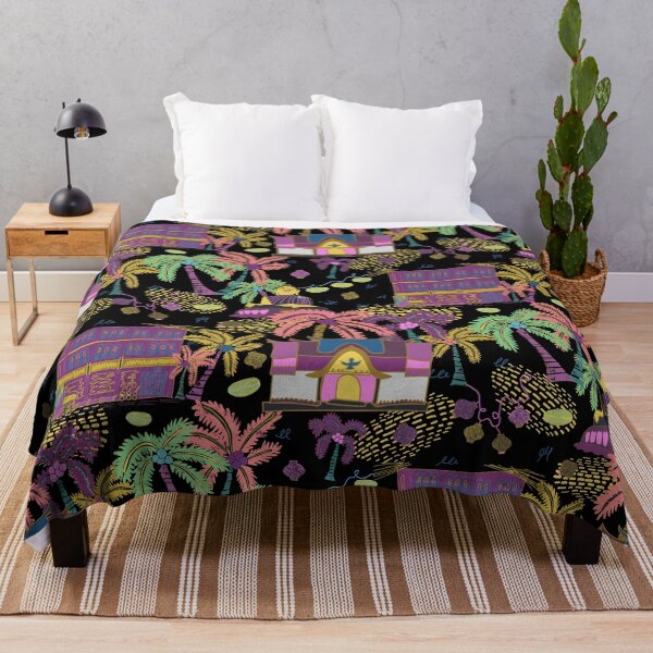 Item preview, Neon bright night Phucket Thailand - coral, yellow, purple, blue, black designed and sold by Ingrid Poole.
