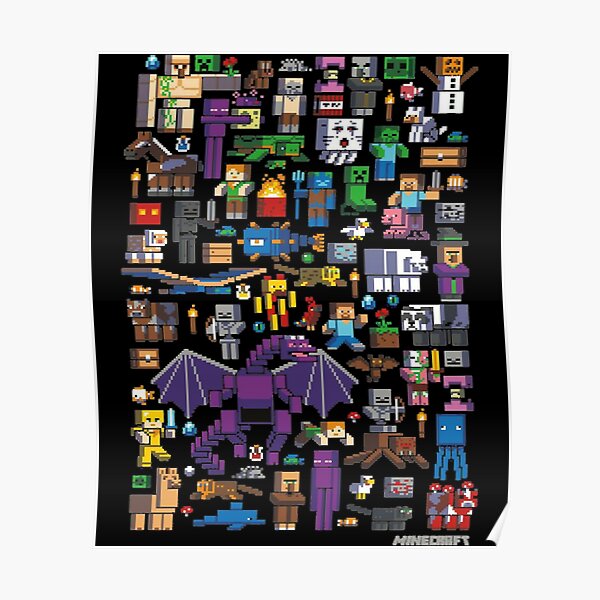 All Minecraft Characters Poster For Sale By Jansilva Redbubble