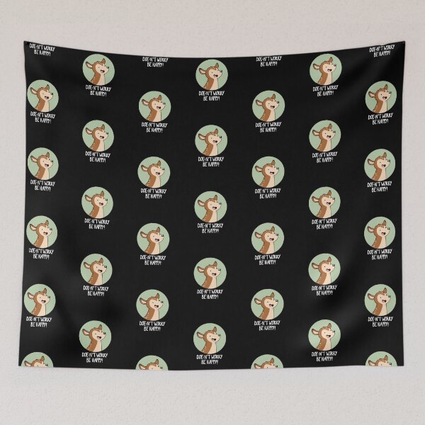Item preview, Doe-nt Worry Be Happy Funny Deer Puns (Dark BG) designed and sold by punnybone.
