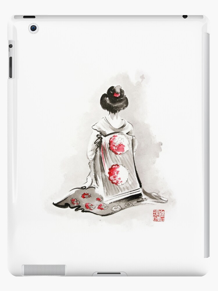 Geisha Girl Drawing Large Poster Japanese Woman Watercolor Art Prin Geisha Kimono Artwork Ipad Case Skin By Mariuszszmerdt Redbubble