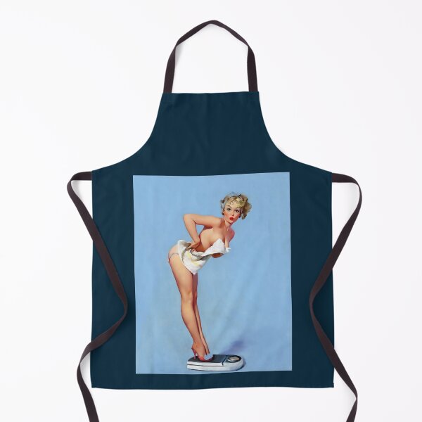 Item preview, 1950s Vintage Pin-up Girl on Scale Weight Curvy Woman Pastel Blue Bathroom Illustration Art Leggy Cl designed and sold by martinezArts.