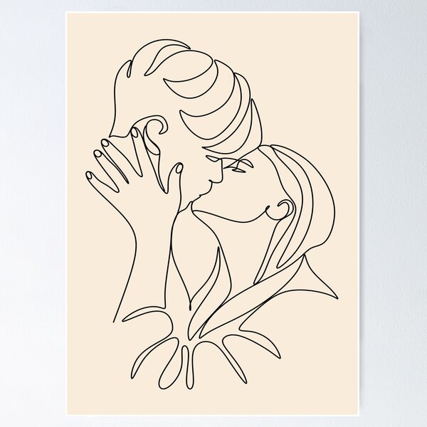 Item preview, Couple line illustration. Love print. Minimalist people. 2 faces. Man amd woman. Love vector.Symbol of love.  designed and sold by AllaLineArt.