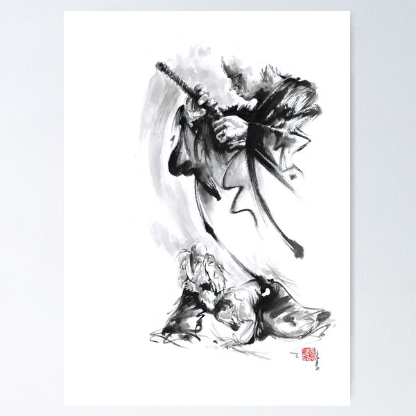 Aikido techniques martial arts sumi-e black and white ink