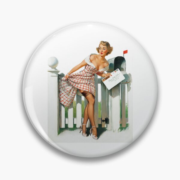 Item preview, 1950s Vintage Pin-up Girl Letter Mail Box Illustration Art Pinup Retro Blonde Leggy Garter Belt Dres designed and sold by martinezArts.