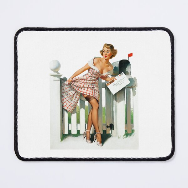 Item preview, 1950s Vintage Pin-up Girl Letter Mail Box Illustration Art Pinup Retro Blonde Leggy Garter Belt Dres designed and sold by martinezArts.