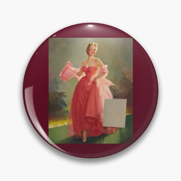 Item preview, 1950s Vintage Pin-up Girl Pink Glitter Glittery Dress Illustration Art Leggy Prom Gala Formal Pinup  designed and sold by martinezArts.