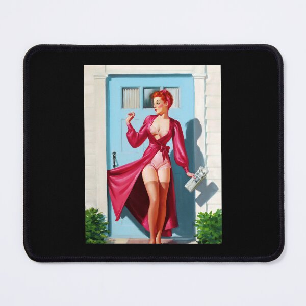Item preview, 1950s Vintage Pin-up Girl Pink Robel Pastel Redhead Lingerie Garter Belt Art Stockings Leggy Pinup R designed and sold by martinezArts.