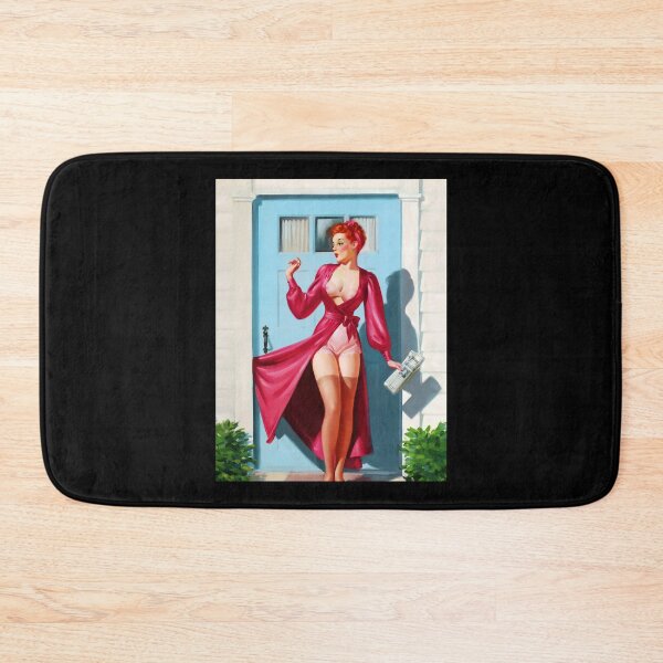 Item preview, 1950s Vintage Pin-up Girl Pink Robel Pastel Redhead Lingerie Garter Belt Art Stockings Leggy Pinup R designed and sold by martinezArts.