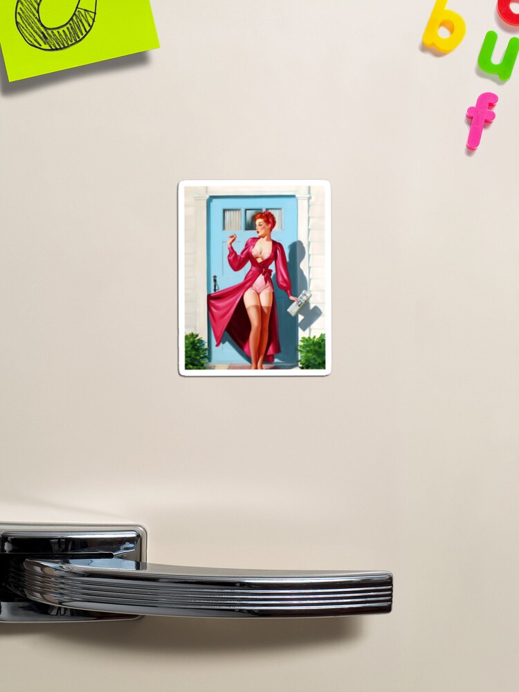 1950s Vintage Pin-up Girl Pink Robel Pastel Redhead Lingerie Garter Belt  Art Stockings Leggy Pinup R" Magnet for Sale by martinezArts | Redbubble