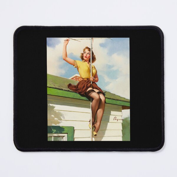 Item preview, 1950s Vintage Pin-up Girl Television TV Antenna Electronics Garter Belt Illustration Art Leggy Garte designed and sold by martinezArts.
