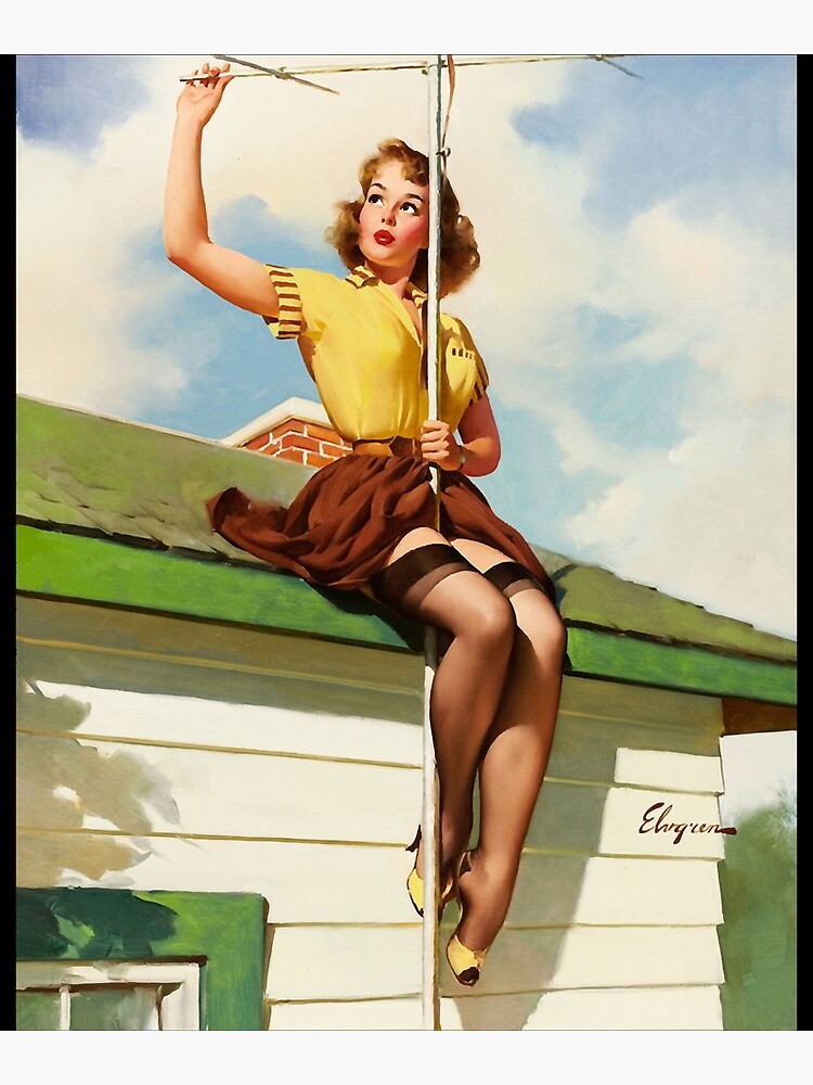 1950s Vintage Pin-up Girl Television TV Antenna Electronics Garter Belt  Illustration Art Leggy Garte" Poster for Sale by martinezArts | Redbubble