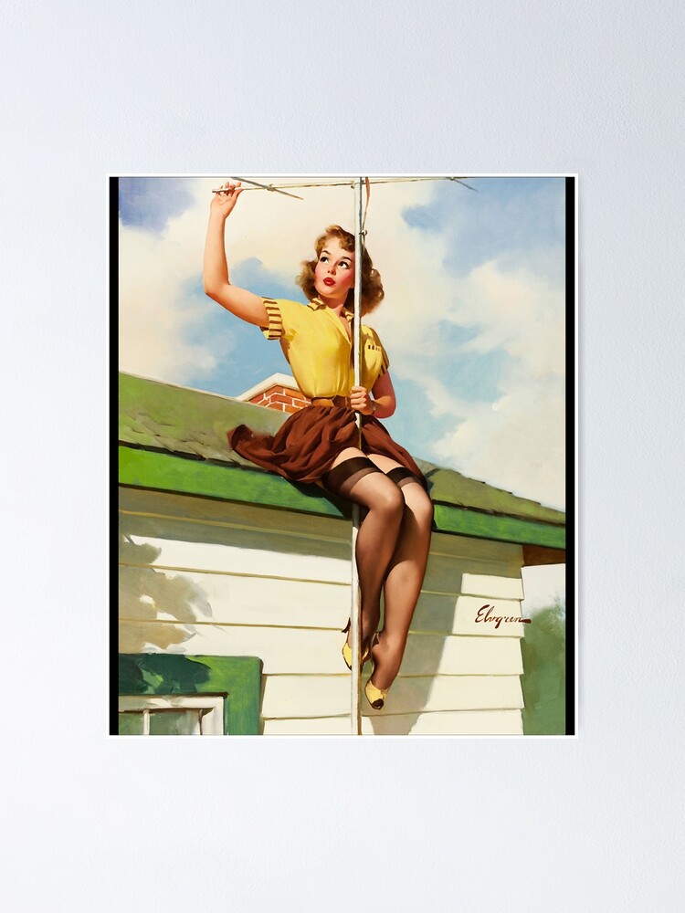 1950s Vintage Pin-up Girl Television TV Antenna Electronics Garter Belt  Illustration Art Leggy Garte" Poster for Sale by martinezArts | Redbubble