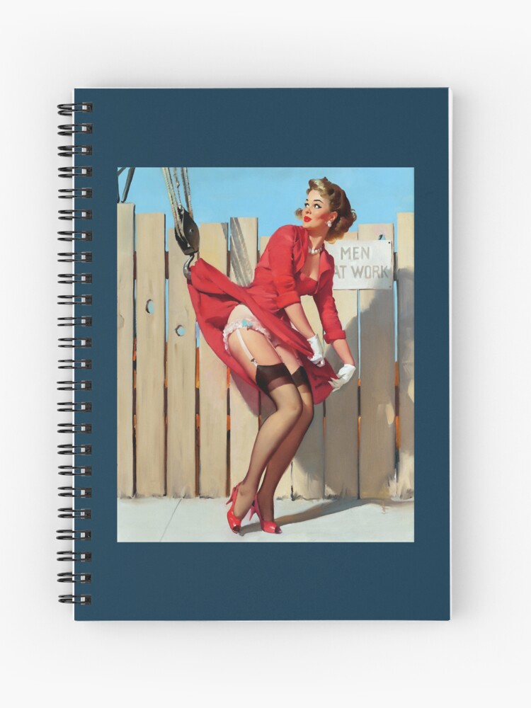 1950s Vintage Pin-up Girl Tight Red Dress Garter Belt Men at Work  Illustration Art Blonde Leggy Gart" Journal for Sale by martinezArts |  Redbubble