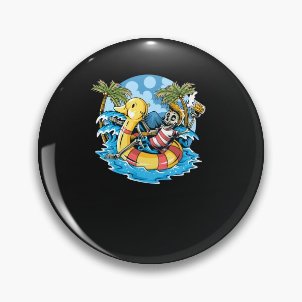 Item preview, Skull Sitting On Float Duck Relaxing Enjoying The Beach designed and sold by GouwensRick.
