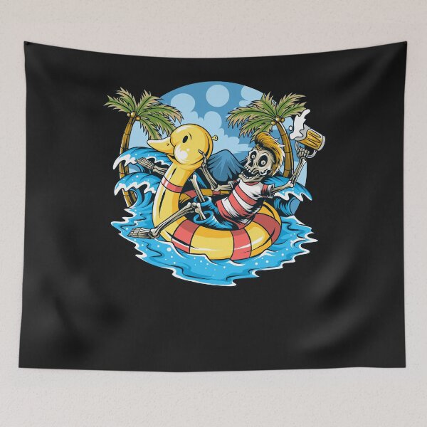 Item preview, Skull Sitting On Float Duck Relaxing Enjoying The Beach designed and sold by GouwensRick.