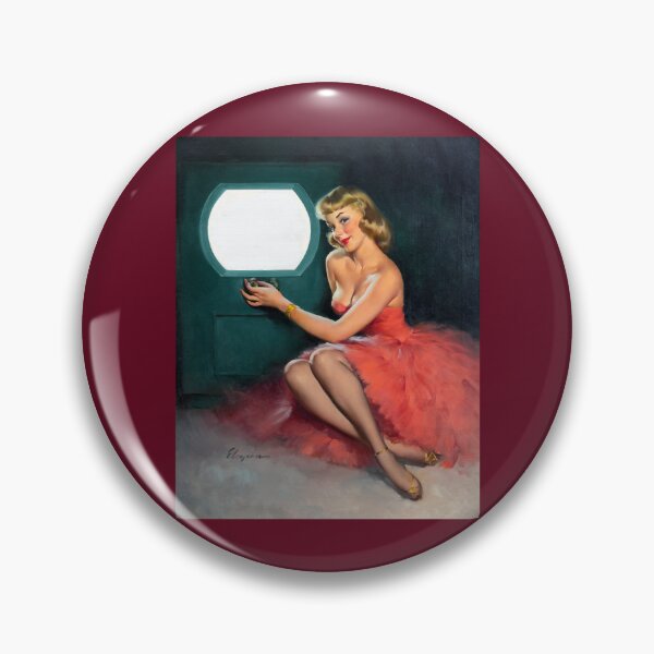 Item preview, 1950s Vintage Pin-up Girl Watching TV Television Set Show Media Pink Dress Illustration Art Blonde L designed and sold by martinezArts.