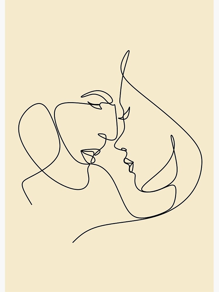 Continuous one line drawing romantic kiss Vector Image