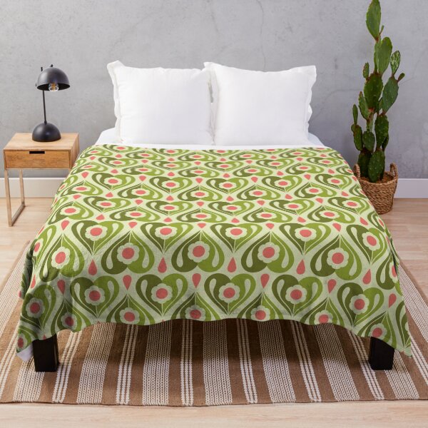 Item preview, 2079 - retro floral hearts, green / pink designed and sold by RouCouCou.