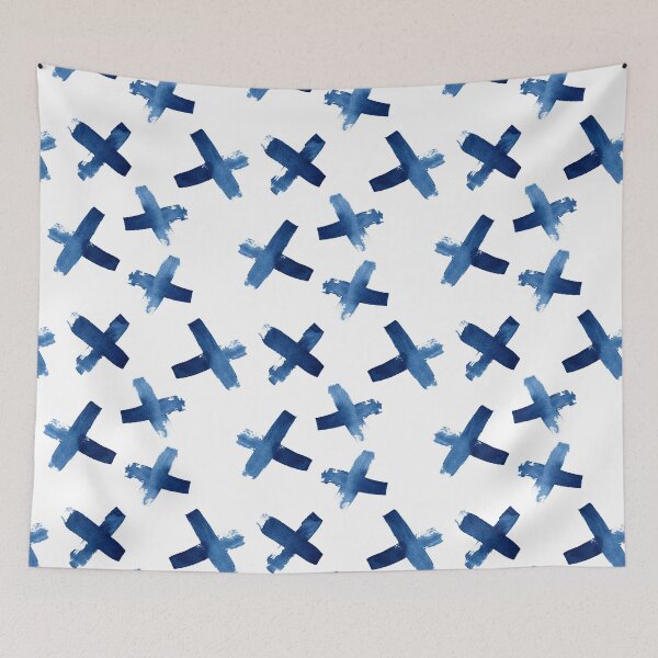 Item preview, Navy and White Watercolor Cross Pattern designed and sold by suzzincolour.