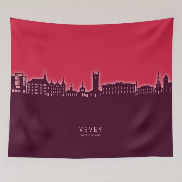 Item preview, Vevey Switzerland Skyline designed and sold by ArtPrints.