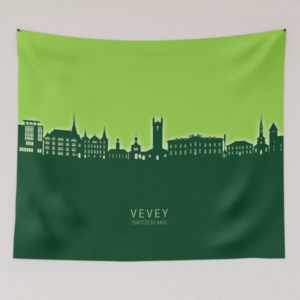 Item preview, Vevey Switzerland Skyline designed and sold by ArtPrints.