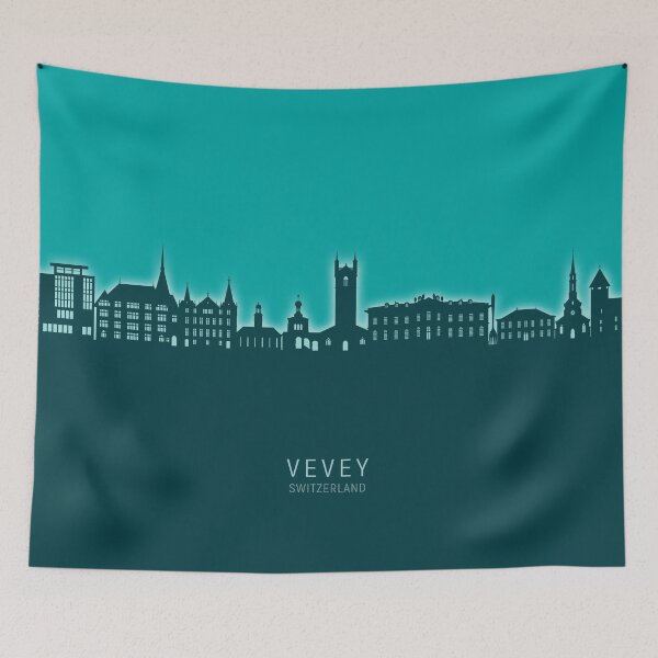 Item preview, Vevey Switzerland Skyline designed and sold by ArtPrints.