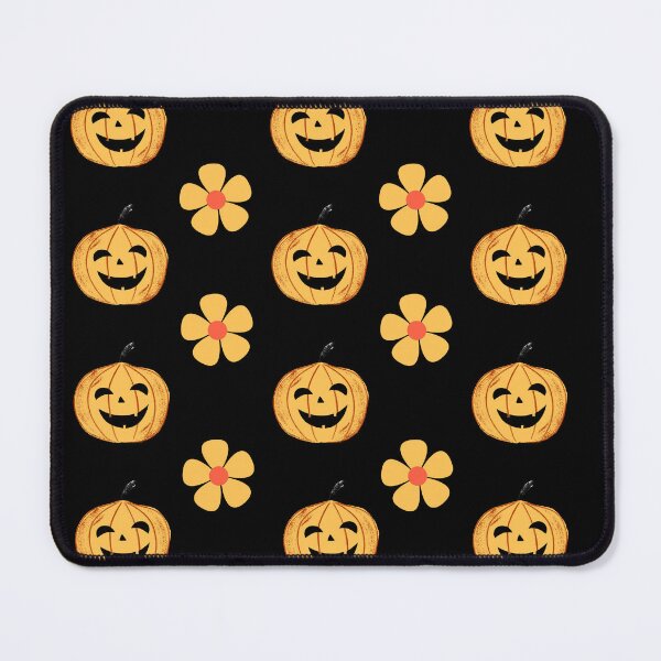 Item preview, Pattern Halloween Pumpkin And Flower on Black Background designed and sold by ArtOrg.