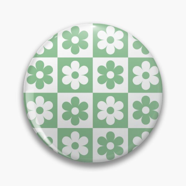 Item preview, Light Pastel Green and White Checkered Squares with Flowers  designed and sold by SeemDev786.