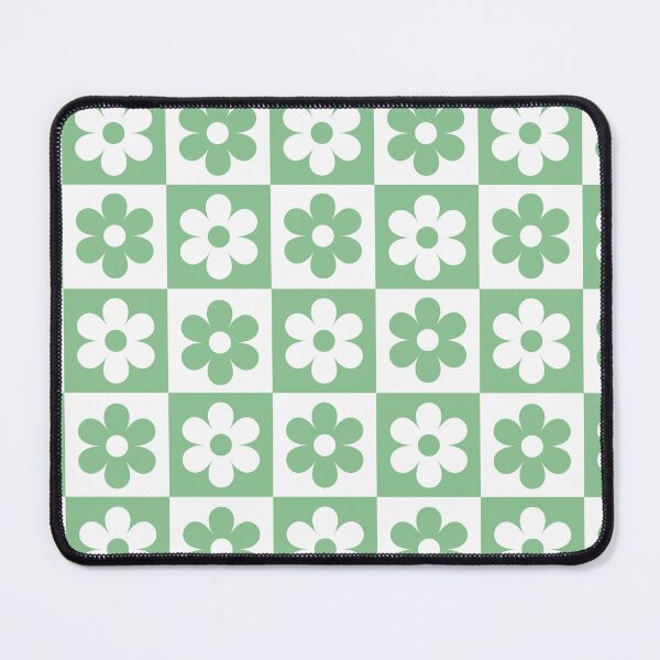 Item preview, Light Pastel Green and White Checkered Squares with Flowers  designed and sold by SeemDev786.