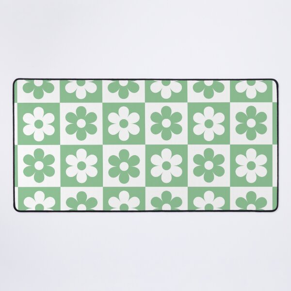 Item preview, Light Pastel Green and White Checkered Squares with Flowers  designed and sold by SeemDev786.