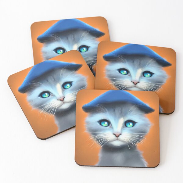 Item preview, Cute cat with adorable eyes and classy bonnet designed and sold by Tuko Designs.