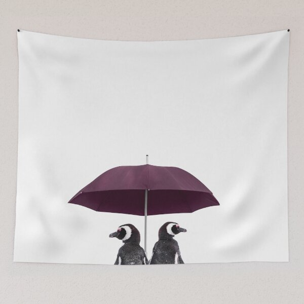 Item preview, Penguin Couple under Purple Umbrella designed and sold by PhotosByVille.