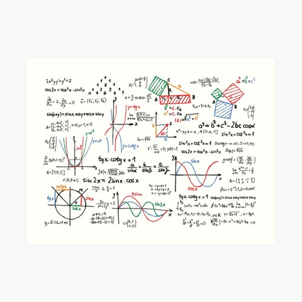Mathematics Formulas Numbers Art Print
