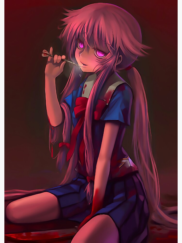 "Yuno Gasai Future Diary Artistic Drawing" Sticker For Sale By ...