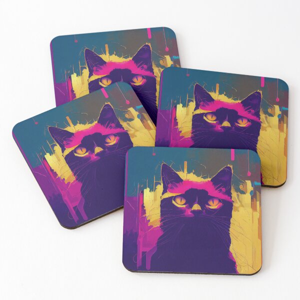Item preview, angry black cat paint concept designed and sold by seneremin.