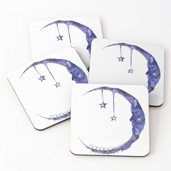 Item preview, Crescent moon and stars designed and sold by FreckleFairyArt.