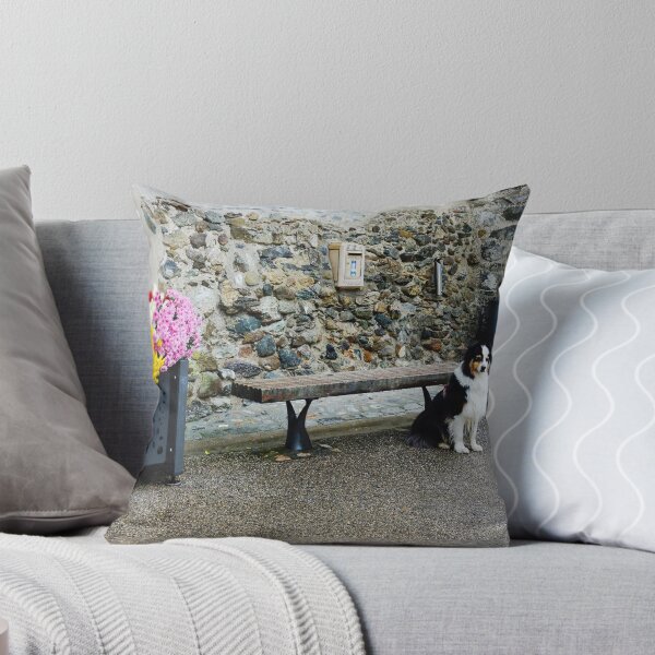 Item preview, Cute Australian Shepherd Dog in Street of Floral Village designed and sold by CarolinaReina.