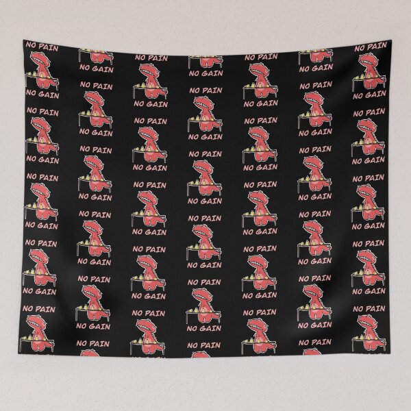 Item preview, Funny Red T-Rex Practicing Handbells "No Pain, No Gain" designed and sold by SubtleSplit.