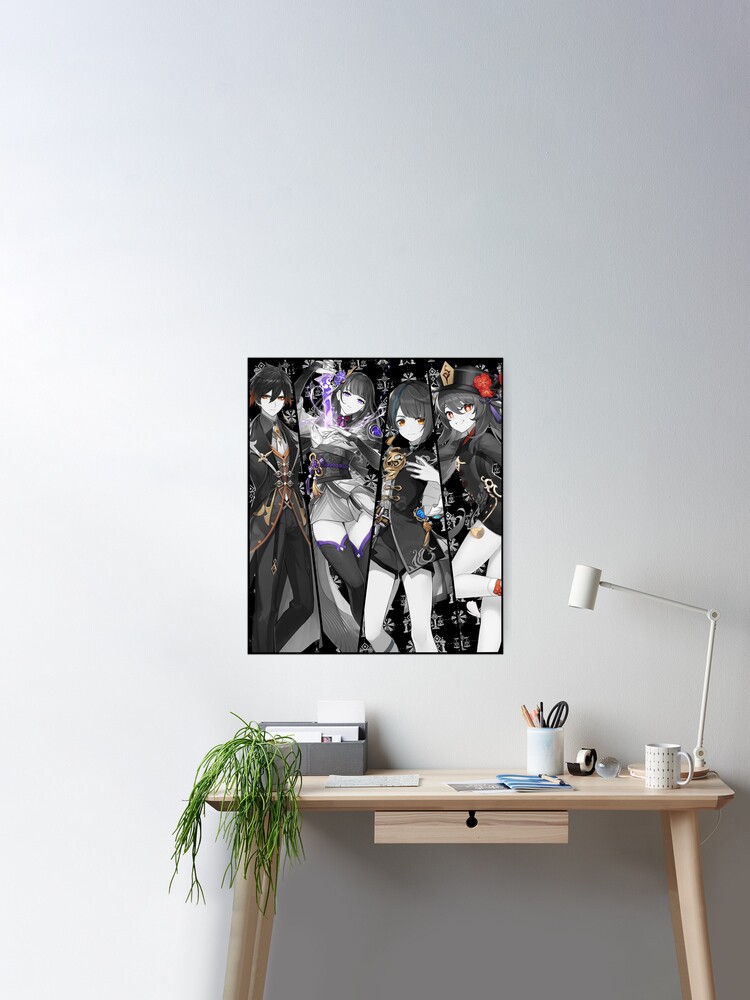 Zhongli, Raiden, xingqiu and HuTao - Genshin Impact Team Poster for Sale  by B-love